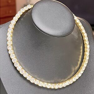 Clear Rhinestone Collar Bone Chocker Necklace